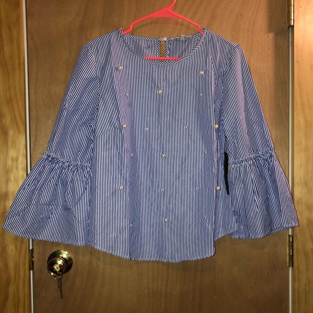 KONTROL Pinstripe Blouse size M NWT